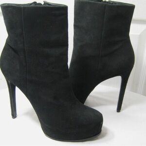 Pour La Victoire Bardot Black Suede Platform Heel Booties